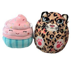 Squishmallows 7.5” Diedre the Cupcake NWT Kellytoy 8” Duma The Cheetah Justice
